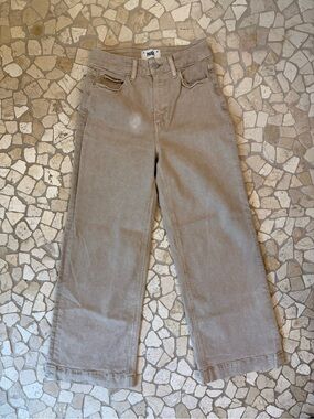 PAIGE High-Rise Wide Leg Jeans in Taupe Brown